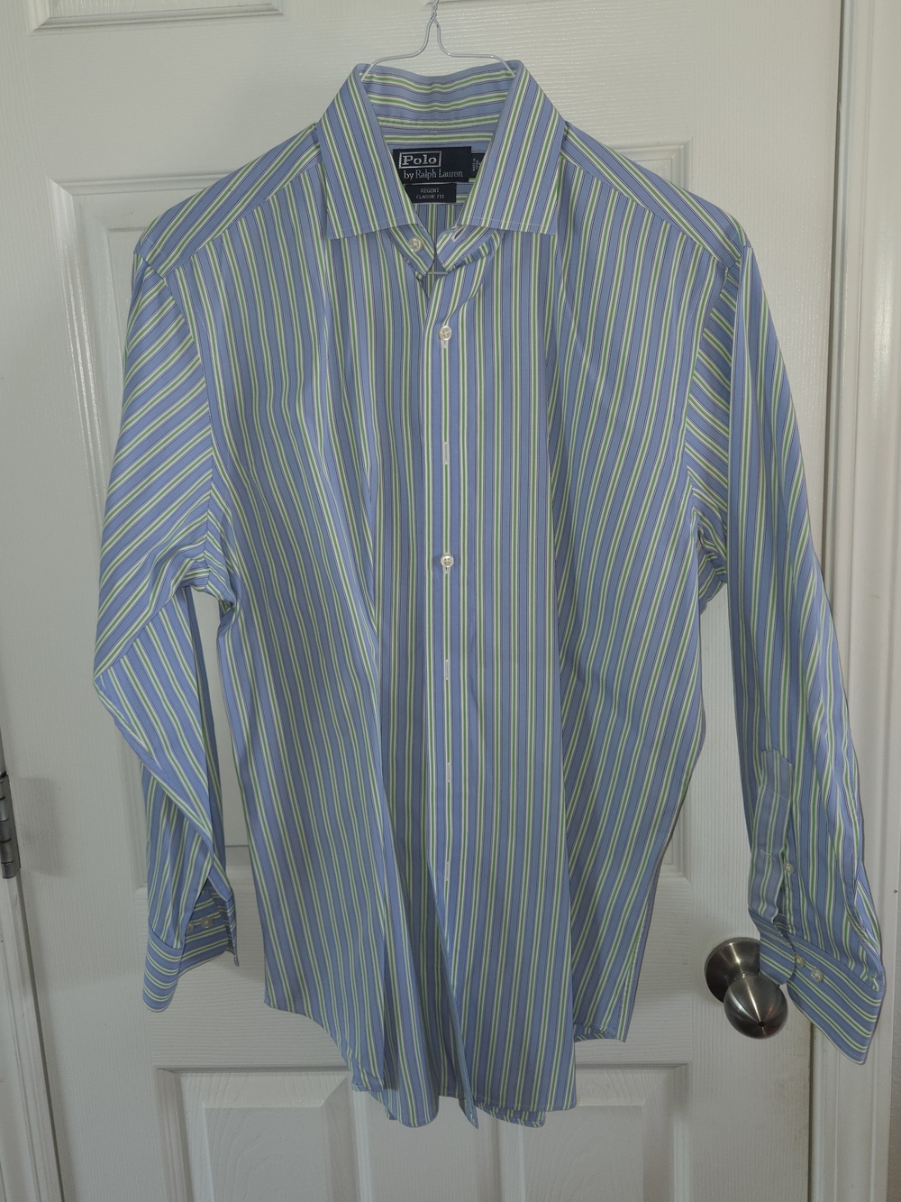 Polo by Ralph Lauren Blue, Green & White Striped Men's Dress Shirt